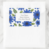 Muster für handgezeichnete blaue Blume Rechteckiger Aufkleber (Tasche)