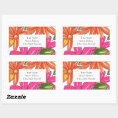 Muster für handgezeichnete, rosafarbene Blume Rechteckiger Aufkleber (Blatt)