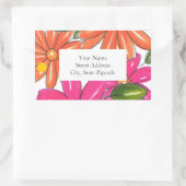 Muster für handgezeichnete, rosafarbene Blume Rechteckiger Aufkleber (Tasche)