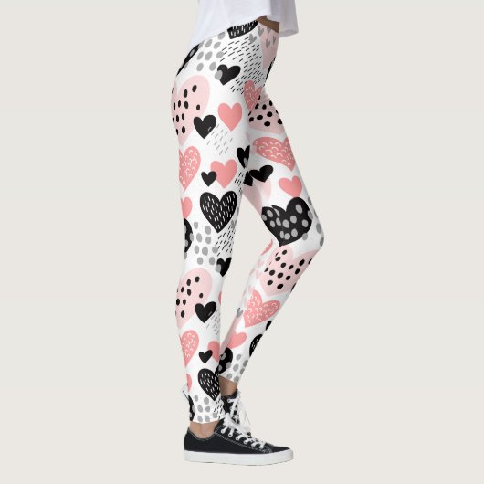 Muster für Handgezogene Herzen und Punkte ID471 Leggings (Rechts)
