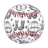 Muster für handgezogene Regenschirme und Regenstie Baseball (Vorderseite)