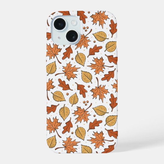 Muster für Herbst-Blätter und Acorns iPhone 15 Hülle (Rückseite)