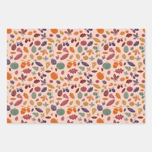 Muster für Herbstfarben und Elemente Geschenkpapier Set (Vorderseite 3)