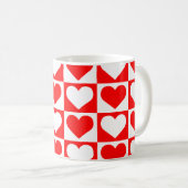 Muster für Herz der Tafel - rot und weiß Kaffeetasse (VorderseiteRechts)