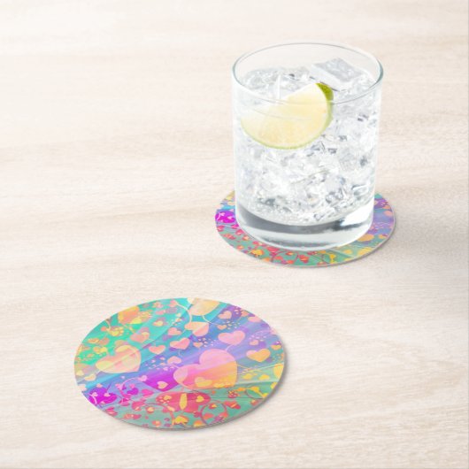 Muster für Herz-Liebe-Muster Runder Pappuntersetzer (Vor Ort)