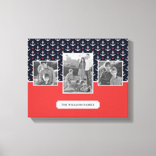 Muster für Herz und Anker | FOTO | Monogramm Leinwanddruck (Vorderseite)