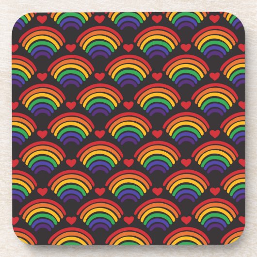 Muster für Herz und Rainbows Getränkeuntersetzer (Vorderseite)