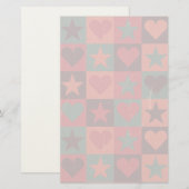 Muster für Herz und Sterne rosa Briefpapier (Vorne/Hinten)