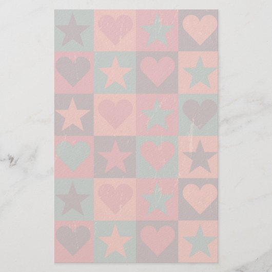 Muster für Herz und Sterne rosa Briefpapier (Vorderseite)
