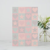 Muster für Herz und Sterne rosa Briefpapier (Stehend Vorderseite)