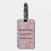 Muster für Herz und Sterne rosa Gepäckanhänger (Rückseite vertikal)