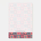 Muster für Herz und Sterne rosa Post-it Klebezettel (Vorderseite)