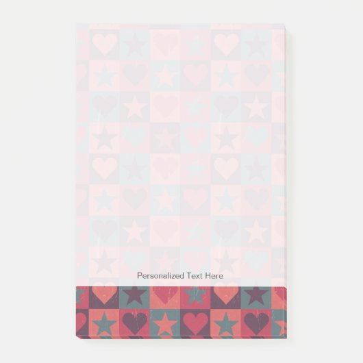 Muster für Herz und Sterne rosa Post-it Klebezettel (Vorderseite)