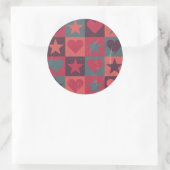 Muster für Herz und Sterne rosa Runder Aufkleber (Tasche)