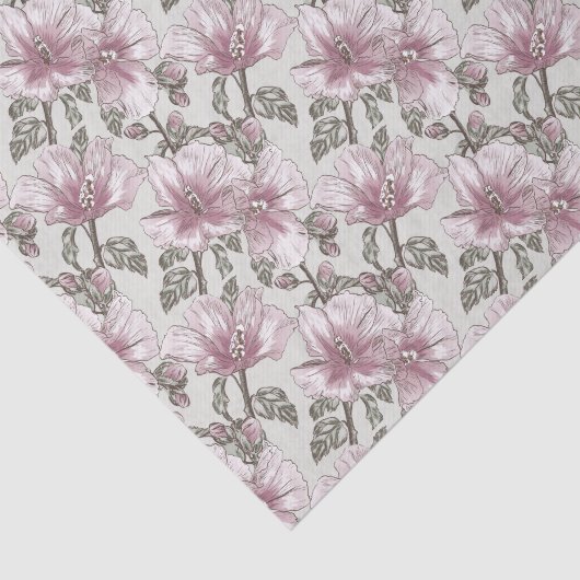 Muster für Hibiskus-Blume in Rosa Seidenpapier (Ausschnitt)