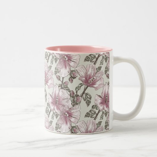Muster für Hibiskus-Blume in Rosa Zweifarbige Tasse (Rechts)