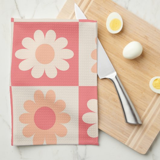 Muster für hintere Blume mit abgeschirmtem Peach F Geschirrtuch (Viertel Falte)