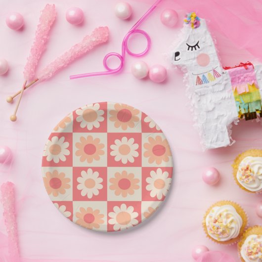 Muster für hintere Blume mit abgeschirmtem Peach F Pappteller (Party)