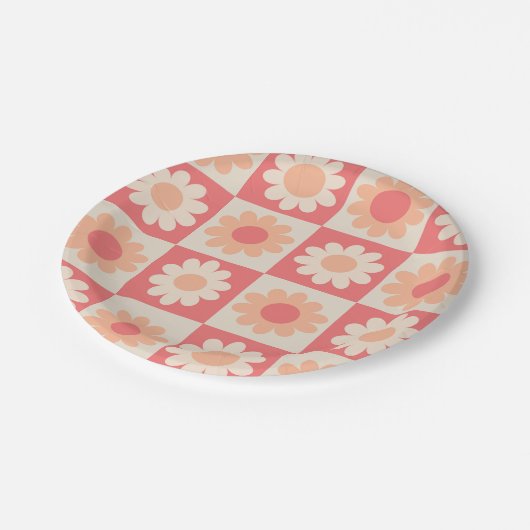 Muster für hintere Blume mit abgeschirmtem Peach F Pappteller (Schrägansicht)