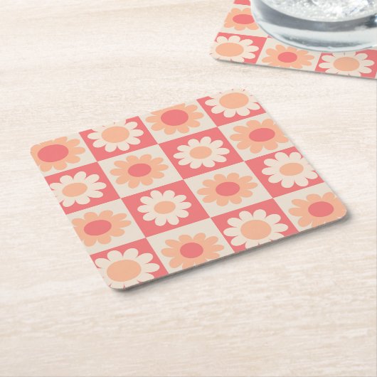 Muster für hintere Blume mit abgeschirmtem Peach F Rechteckiger Pappuntersetzer (angewinkelt)