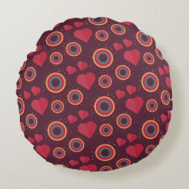 Muster für hintere Herzen und Kreise Rundes Kissen
