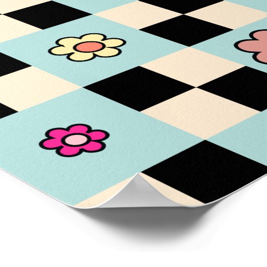 Muster für hintere Minze-Blume-Karo Poster (Ecke)