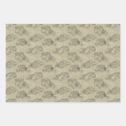 Muster für hintere Wasserfarbenautos Geschenkpapier Set (Vorderseite 2)
