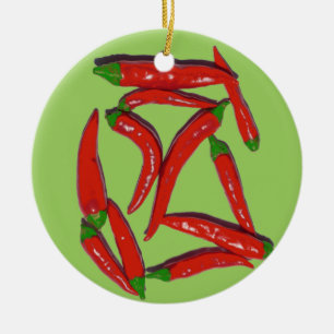 Muster für Hot Red Chili Paprikaschoten Keramik Ornament