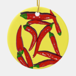 Muster für Hot Red Chili Paprikaschoten Keramik Ornament