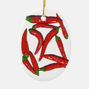 Muster für Hot Red Chili Paprikaschoten Keramik Ornament