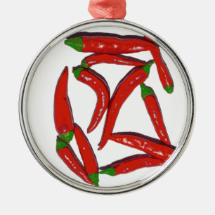 Muster für Hot Red Chili Paprikaschoten Ornament Aus Metall