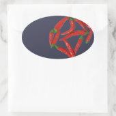 Muster für Hot Red Chili Paprikaschoten Ovaler Aufkleber (Tasche)