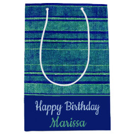 Muster für hübsche blaugrüne Streifen Mittlere Geschenktüte