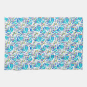 Muster für Hübsche Blume bei blauer Ausschreibung Geschirrtuch (Horizontal)