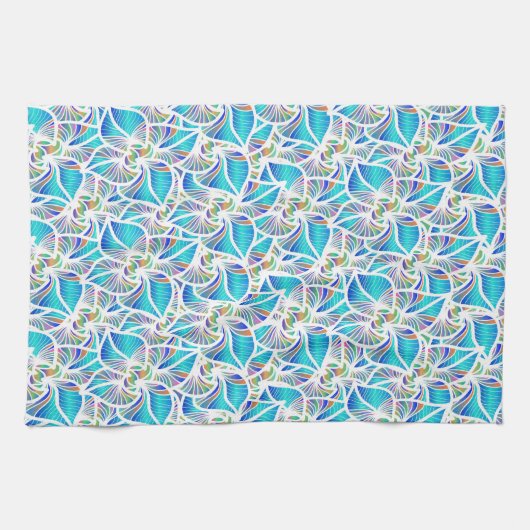 Muster für Hübsche Blume bei blauer Ausschreibung Geschirrtuch (Horizontal)