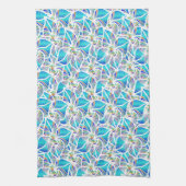 Muster für Hübsche Blume bei blauer Ausschreibung Geschirrtuch (Vertikal)