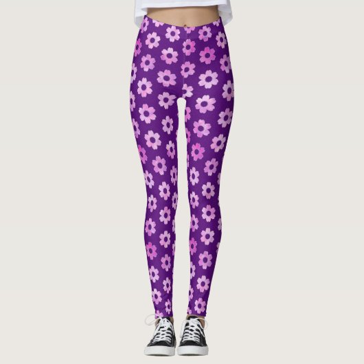 Muster für hübsche Lila Blume Leggings (Vorderseite)