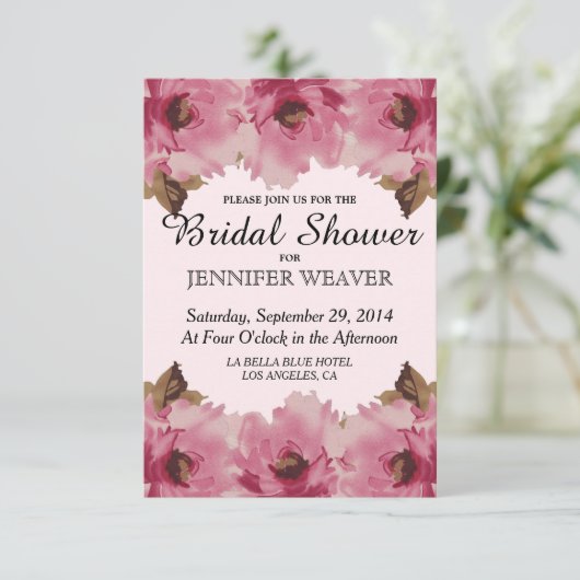 Muster für hübsche rosa Blume Einladung (Stehend Vorderseite)