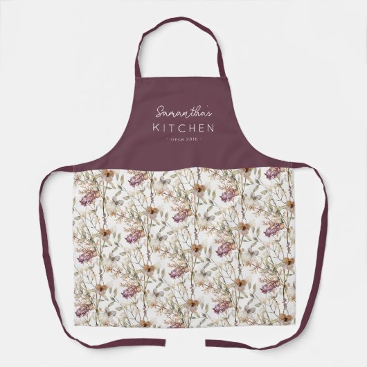 Muster für hübsche Wildblumen im Herbst | Name Schürze (Vorderseite)