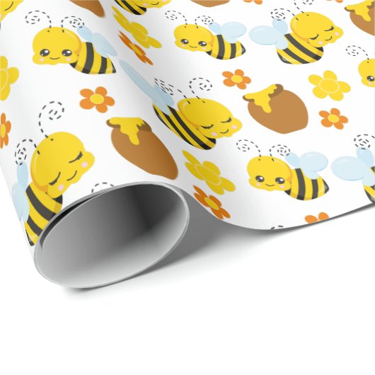 Muster für Hummeln und Blume Geschenkpapier (Rolleneckpunkt)
