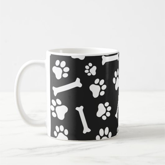 Muster für Hunde - Schwarz/Weiß Kaffeetasse (Links)