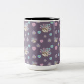 Muster für Igel und Blume Zweifarbige Tasse (Mittel)