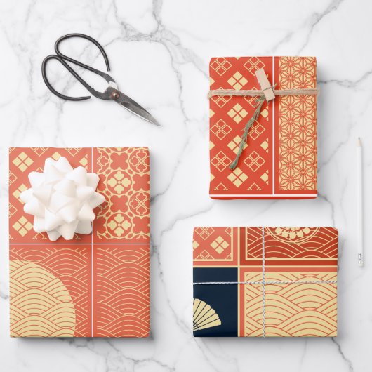 Muster für japanische Mix Coral Geschenkpapier Set (Vorderseite)