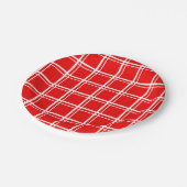 Muster für Karierte rote Windows-Rasterstreifen Pappteller (Schrägansicht)