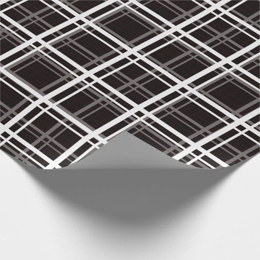 Muster für Karierte Streifen in Schwarz-Windows-Fe Geschenkpapier (Ecke)