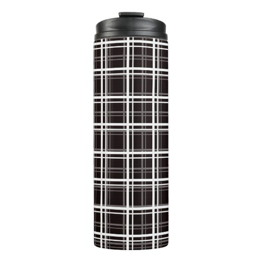 Muster für Karierte Streifen in Schwarz-Windows-Fe Thermosbecher (Vorderseite)