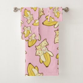 Muster für Katzen und Bananen Badhandtuch Set