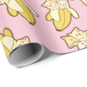Muster für Katzen und Bananen Geschenkpapier (Rolleneckpunkt)