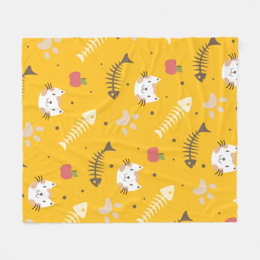 Muster für Katzen und Knochen Fleecedecke (Vorderseite (Horizontal))