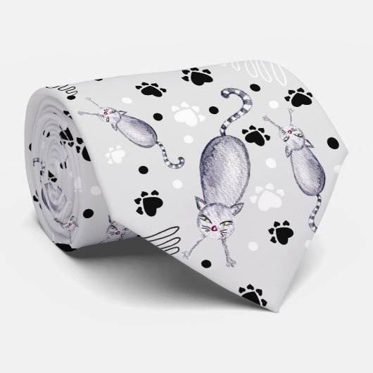 Muster für Katzen und Paare Krawatte (Gerollt)